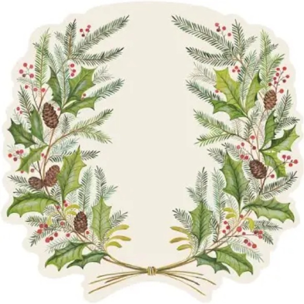 Hester and Cook DIE-CUT CHRISTMAS SPRIGS PLACEMAT pack of 12